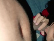 Mi hermanastra cachonda entra a mi cuarto luego de una fiesta y termina en noche feliz 13/16