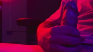 Solo man jerking off hard cock in this night