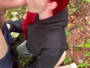 Отсосала член друга во время прогулки в лесу | Отсосала член на природе 5/16