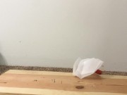 stomping on jug of water in pink hush puppy sandals 1080 7/16