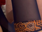 Silky blue stockings milking hard veiny dick pt.1 11/16