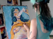 a very very naughty self portrait painting