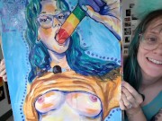a very very naughty self portrait painting 15/16