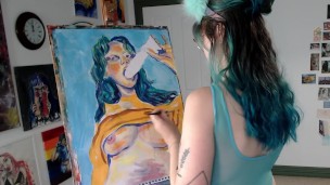 a very very naughty self portrait painting