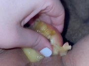 PEACH IN TEEN PUSSY-AMATEUR-SAUDI-ARABIAN SNOWWHITE-FEMALE KINKY FRUIT MASTURBATION-FOOD PORN-USA LA 13/16