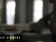 FAMILY SINNERS - Horny Stepbro Sticks His Tongue In His Stepsis's Pussy Making Her Eyes Roll Back 6/16