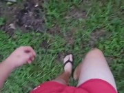 Peeing And Then Cumming In Orange Short Shorts Outside In My Garden 1/16