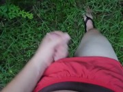 Peeing And Then Cumming In Orange Short Shorts Outside In My Garden 7/16