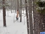 Tattooed Redhead Nude in a Snowstorm 3/16