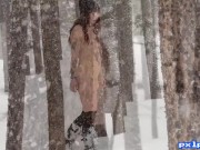 Tattooed Redhead Nude in a Snowstorm 7/16