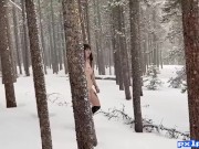 Tattooed Redhead Nude in a Snowstorm 9/16