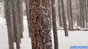 Tattooed Redhead Nude in a Snowstorm