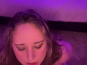 Blonde girl made a custom video for a fan and begs him to cum on her face, with subtitles 11/16