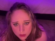 Blonde girl made a custom video for a fan and begs him to cum on her face, with subtitles 2/16