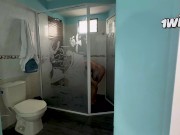 My horny stepbrother masturbates while he spies on me and fucks me with his big cock until he makes 1/16