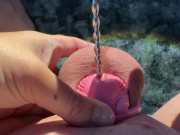 Unlocking caged 6-inch for sounding and denied orgasm 3/16