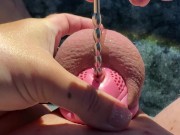 Unlocking caged 6-inch for sounding and denied orgasm 5/16