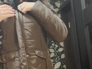 MilfyCalla- A Lot Of Cum On Brown Fur Hooded Puffer Jacket 1/16