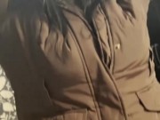 MilfyCalla- A Lot Of Cum On Brown Fur Hooded Puffer Jacket 7/16