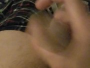 Big white cock shoots big load cum into condom 12/16