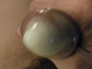 Big white cock shoots big load cum into condom 13/16