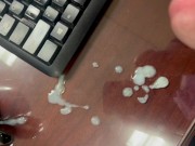 She Wrote Me Up…So My Big White Cock Blasted Her Desk and Coffee Cup with Cum – POV Cumshot 15/16