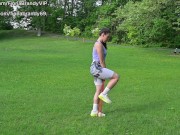 Public park work out routine. Fiona Brandy Keeps body fit and clothes tight w nipples sticking out! 12/16