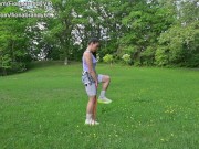 Public park work out routine. Fiona Brandy Keeps body fit and clothes tight w nipples sticking out! 13/16