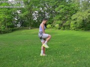 Public park work out routine. Fiona Brandy Keeps body fit and clothes tight w nipples sticking out! 16/16