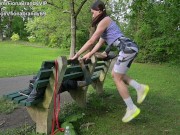 Public park work out routine. Fiona Brandy Keeps body fit and clothes tight w nipples sticking out! 3/16