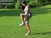 Public park work out routine. Fiona Brandy Keeps body fit and clothes tight w nipples sticking out! 4/16