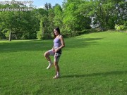 Public park work out routine. Fiona Brandy Keeps body fit and clothes tight w nipples sticking out! 7/16