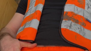 Creampie XL Thick hairy cock cums inside Ginger tradesman’s ass on construction site