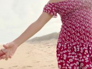 140 asian milf fucked hard on the beach in sundress creampie orgasm 2/16