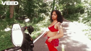 REAL SOLO FEMALE PUBLIC OUTSIDE NAKED BIKER FEM SISSY SUBMISSIVE EBONY COSPLAY RED