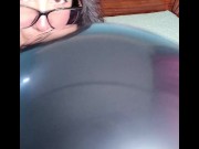 I play sensually with this black balloon and pop it (full video on C4S / MV / OF / Membersite) 7/16