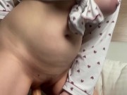 MILF fucks her wet pussy with a big dildo 12/16