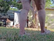 P1SSQUEEN gets her pool pad ready for the season and pisses in her white panties and yard crocs 1/16