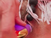 Nico Robin cosplay rides until she squirts - creamy double toy play ends in a wet explosion 12/16