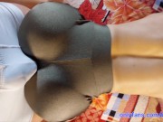 Assjob in tight gym shorts and fuck doggystyle creampie. 5/16