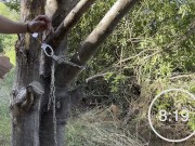 TEASER - timer locked, cuffed, plugged, and edging naked in public 10/16