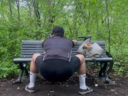 Biker In Spandex Stretching At The Park 10/16