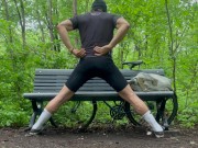 Biker In Spandex Stretching At The Park 5/16