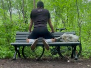 Biker In Spandex Stretching At The Park 7/16