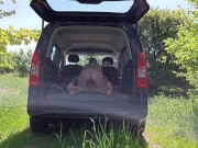 Public car sex with Scandinavian blonde Milf. Huge orgasms for both! 12/16