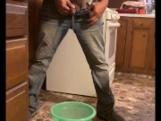 Desperately need to piss while cooking supper (holding my piss until I couldn’t , I piss in bucket) 15/16