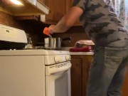 Desperately need to piss while cooking supper (holding my piss until I couldn’t , I piss in bucket) 3/16