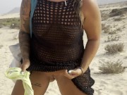 mini pee on the nudist beach💦 15/16