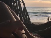 Public masturbation and flash compilation on the beach with people around 15/16