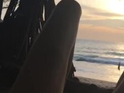 Public masturbation and flash compilation on the beach with people around 4/16